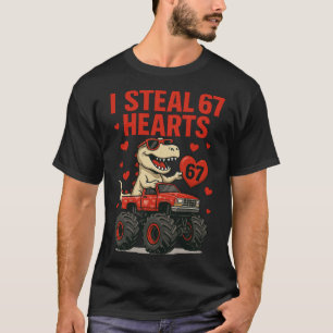 Hugvyn I Steal 67 Hearts Valentine Dinosaur Monste T-Shirt