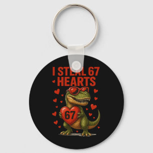 Hugvyn I Steal 67 Hearts Valentine Dinosaur Six Se Key Ring