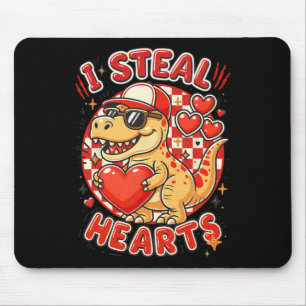 Hugvyn I Steal Hearts Valentine Boys Dinosaur Hold Mouse Pad