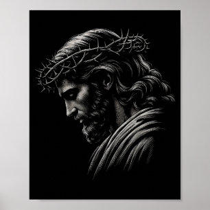 Hugvyn Jesus Face Crown Of Thorns God Bible Christ Poster