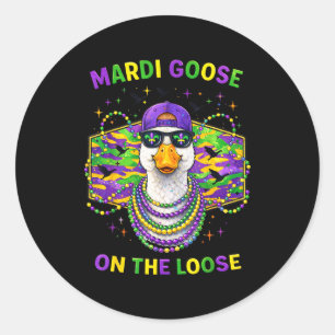 Hugvyn Mardi Gras Goose On The Loose Fat Tuesday C Classic Round Sticker