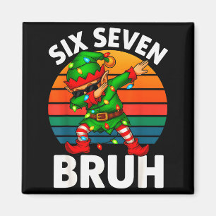 Hugvyn Six Seven 6 7 Meme Dabbing Elf Merry Christ Magnet