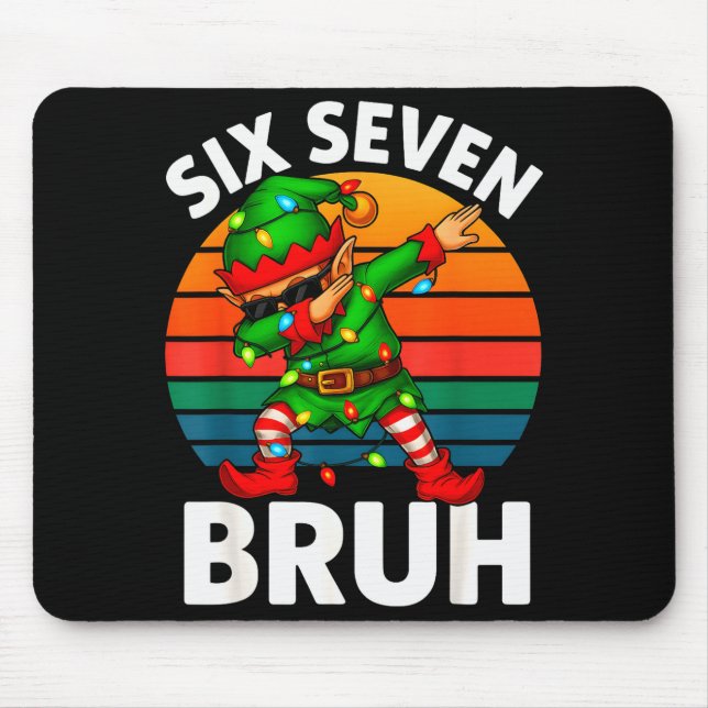 Hugvyn Six Seven 6 7 Meme Dabbing Elf Merry Christ Mouse Pad (Front)