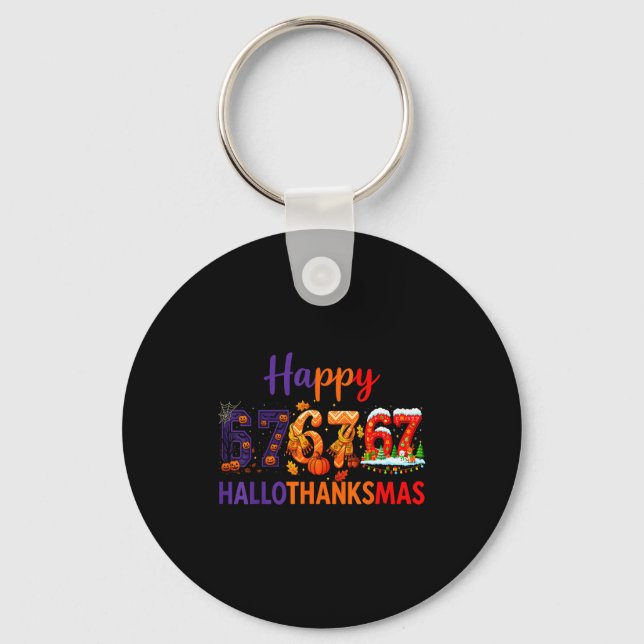 Hugvyn Six Seven Meme 67 Hallothanksmas Halloween  Key Ring (Front)