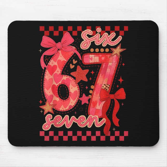 Hugvyn Six Seven Valentine 6 7 Meme Checkered Coqu Mouse Pad (Front)