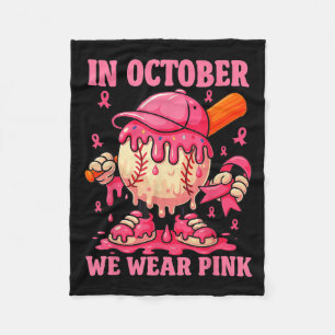 Hugvyn We Wear Pink Breast Cancer Baseball Ice Cre Fleece Blanket