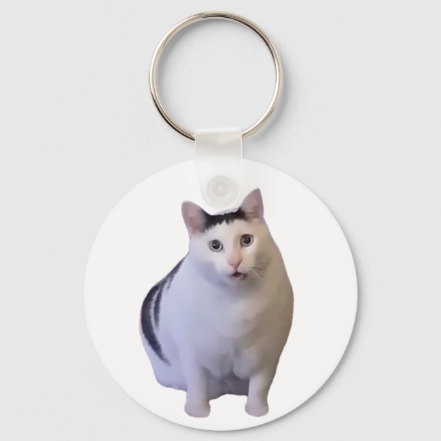 Huh Cat Meme Double Sided Keychain (Front)