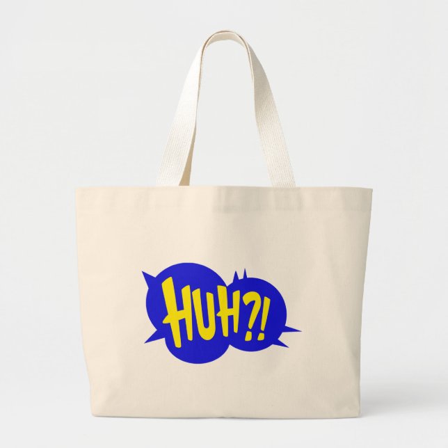 HUH! COMIC BOOK SPEECH BUBBLE LARGE TOTE BAG (Front)