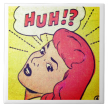 'HUH!?' Comic Panel Ceramic Tile