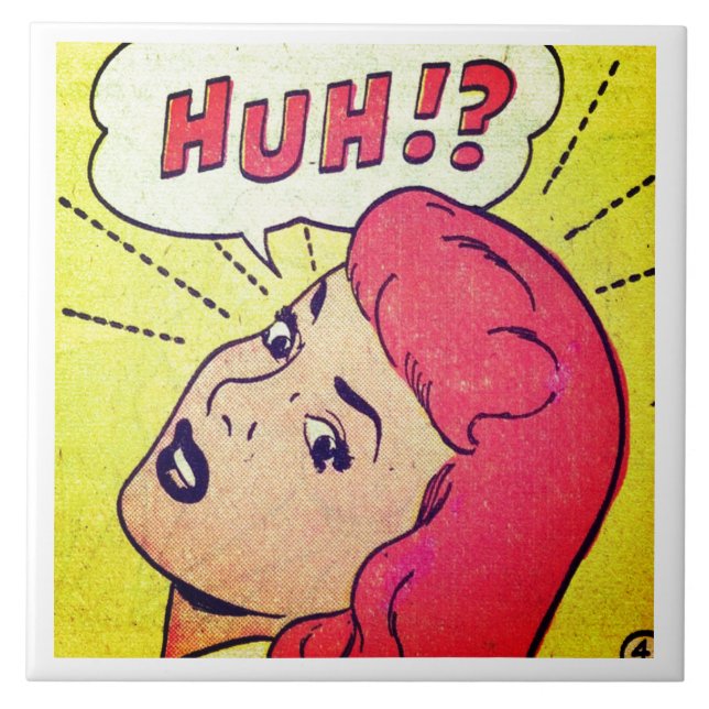 'HUH!?' Comic Panel Ceramic Tile (Front)