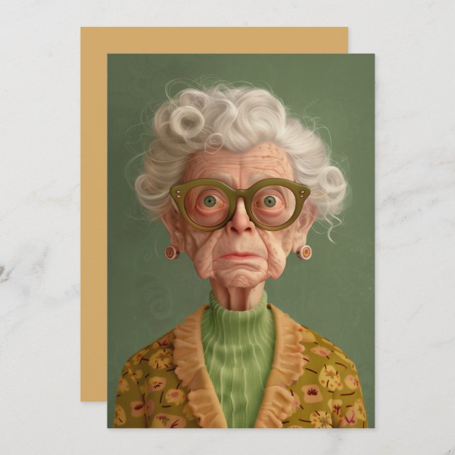 Huh? Grandma Portrait Invitation (Front/Back)
