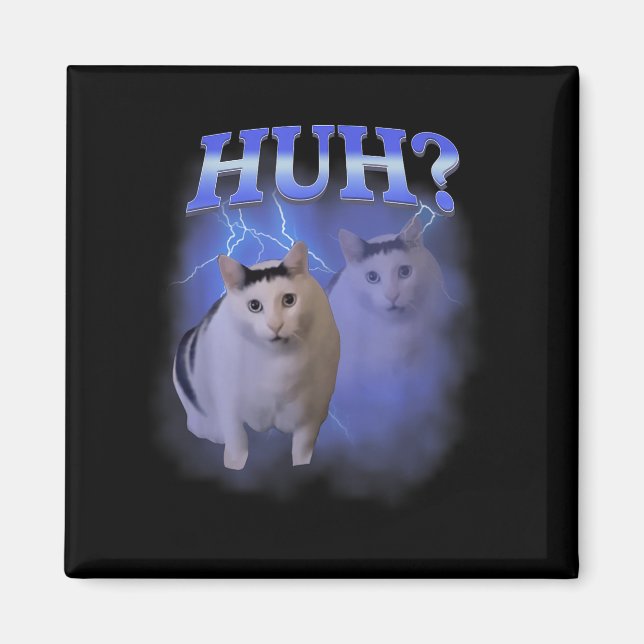 Huh Silly Cat Meme Funny Oddly Bootleg Specific Da Magnet (Front)