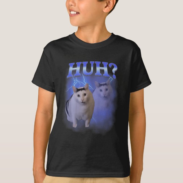 Huh Silly Cat Meme Funny Oddly Bootleg Specific Da T-Shirt (Front)