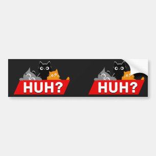 "Huh?" Silly Multicolor Cartoon Cats Meme Bumper Sticker