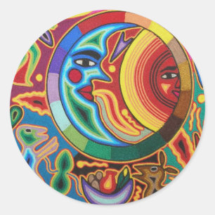 Huichol String Art from Mexico Classic Round Sticker
