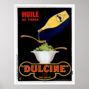 Huile De Table Dulcine Vintage Food Ad Art Poster