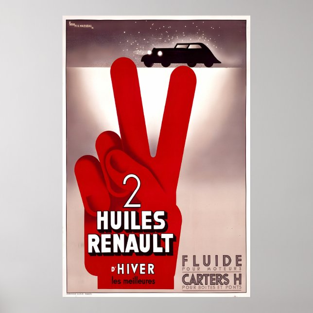 Huiles Renault Vintage Auto Poster (Front)