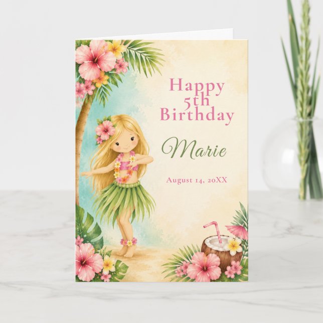 Hula Birthday Party Card (Front)