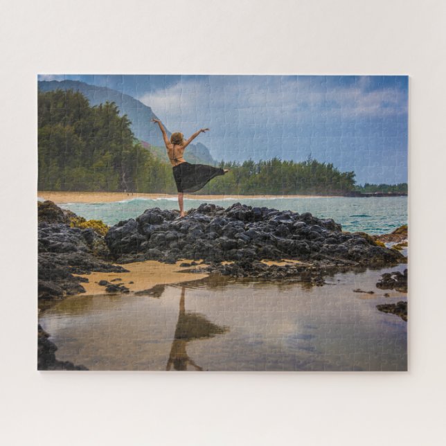 Hula Dancer at Lumaha'i Beach, Kauai, Hawaii Jigsaw Puzzle (Horizontal)