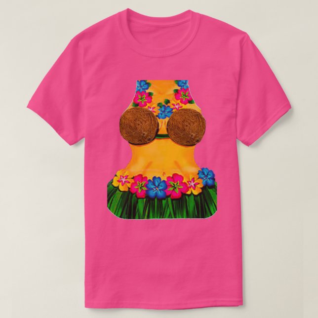 Hula Dancer Body Lei Flowers Coconut Grass skirt T-Shirt (Design Front)