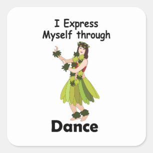 Hula Dancer Girl Expressing Herself Through Dance Square Sticker