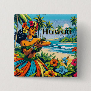 Hula Dancer on the Hawaiian Islands 15 Cm Square Badge