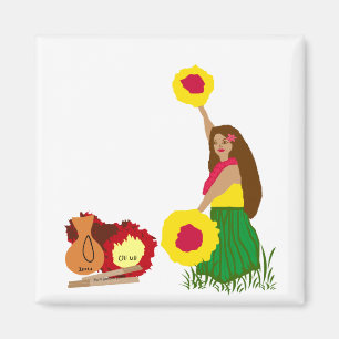 Hula Dancer with her Hawaiian Instruments magnet