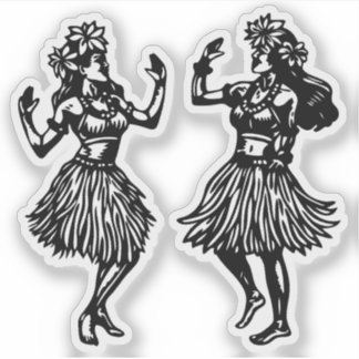 Hula Dancers vinyl stickers