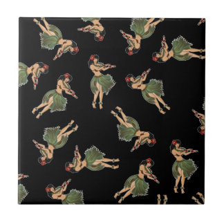 Hula Girl Dancing Pattern Tile
