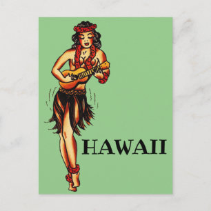 Hula Girl - Vintage Hawaii travel Postcard