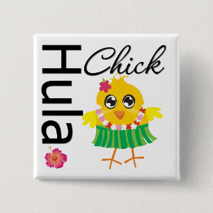 Hula Hawaii Chick 15 Cm Square Badge