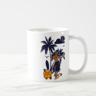 Hula Hawaiian Girl Vintage Graphic Coffee Mug