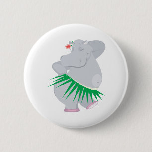 hula hippo 6 cm round badge