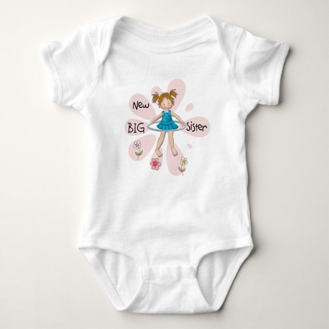 Hula Hoop New Big Sister Baby Bodysuit (Front)