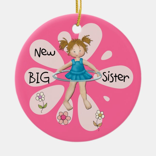 Hula Hoop New Big Sister Ceramic Tree Decoration (Front)