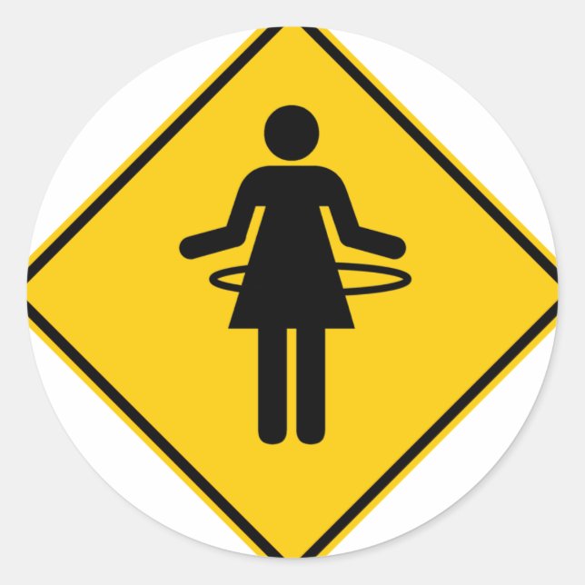 Hula Hoop Zone Highway Sign Classic Round Sticker (Front)