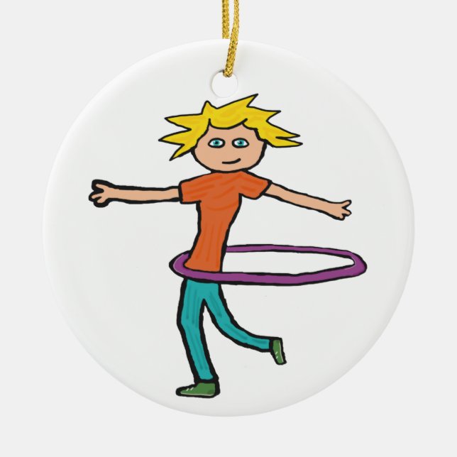 Hula Hooping Ceramic Tree Decoration (Front)