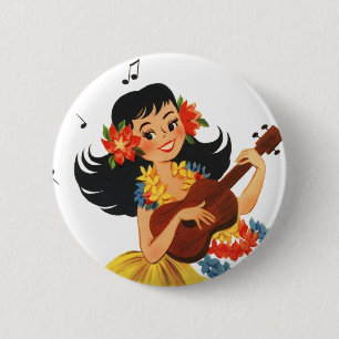 Hula Hula Girl 6 Cm Round Badge