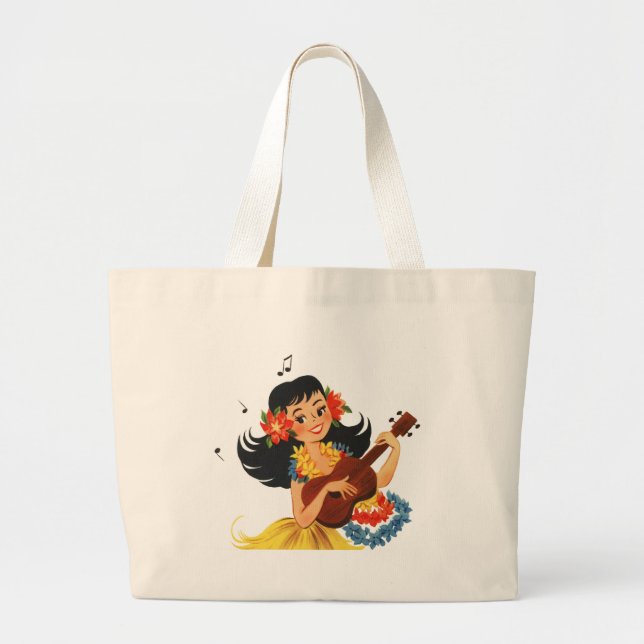 Hula Hula Girl Large Tote Bag (Front)