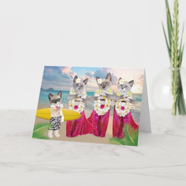 Hula Kittens Greeting Card (Front)