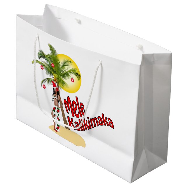 Hula Mele Kalikimaka Christmas Gift Bag Large (Front Angled)
