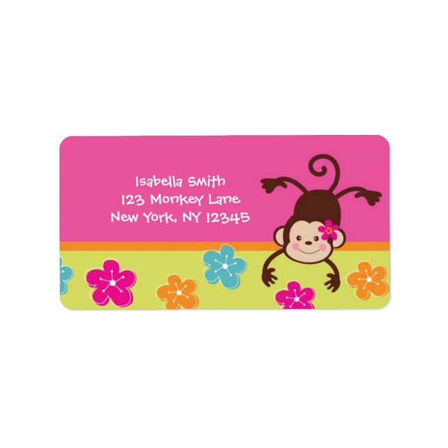 Hula Monkey Luau Return Address Labels (Front)