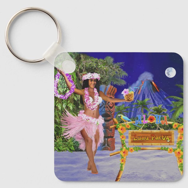 Hula on over to Our Luau Party Key Ring (Front)