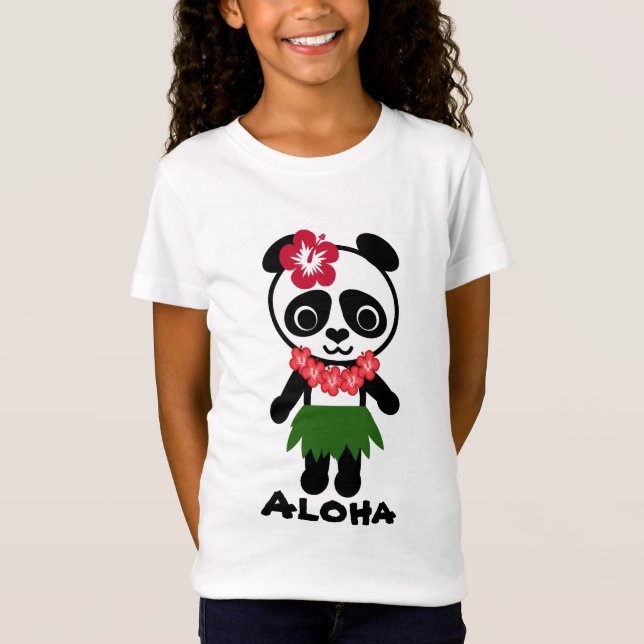 Hula Panda - Girls Baby Doll (Fitted) T-Shirt (Front)