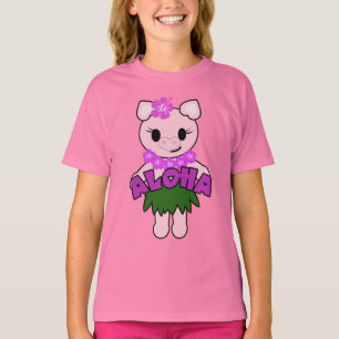 Hula Piggy Girls Baby Doll (Fitted) T-Shirt