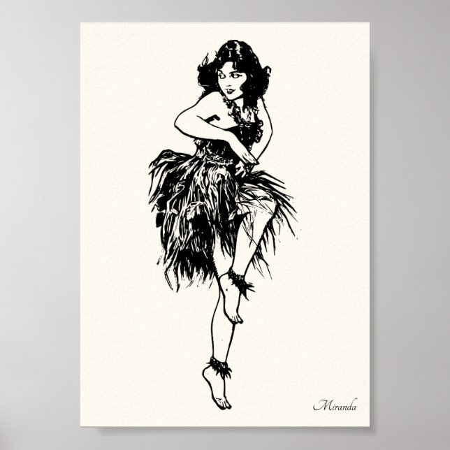 Hula Pin-Up Art Print Suitable for Framing Miranda (Front)