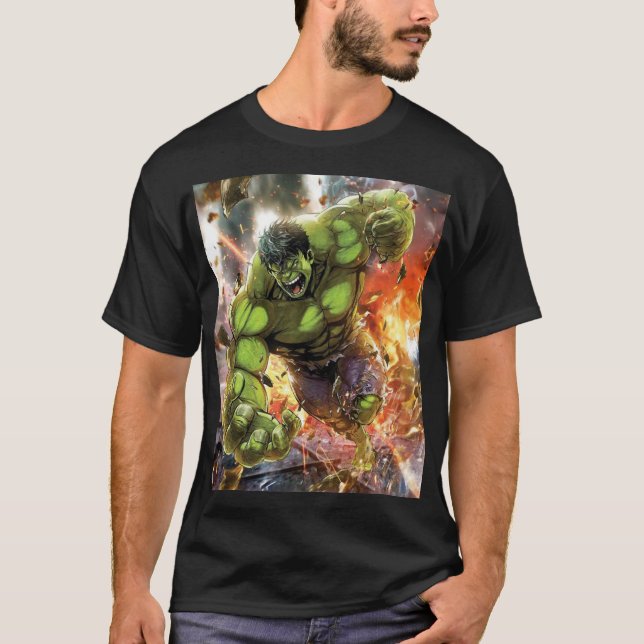 Hulk Marvel Superhero Gamma Power Smash  T-Shirt (Front)