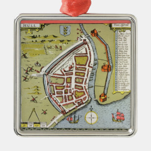 Hull, detail from map of North and East Ridings Metal Tree Decoration