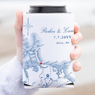 Hull Massachusetts Wedding Favour Drink Can Cooler