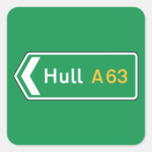 Hull, UK Road Sign Square Sticker